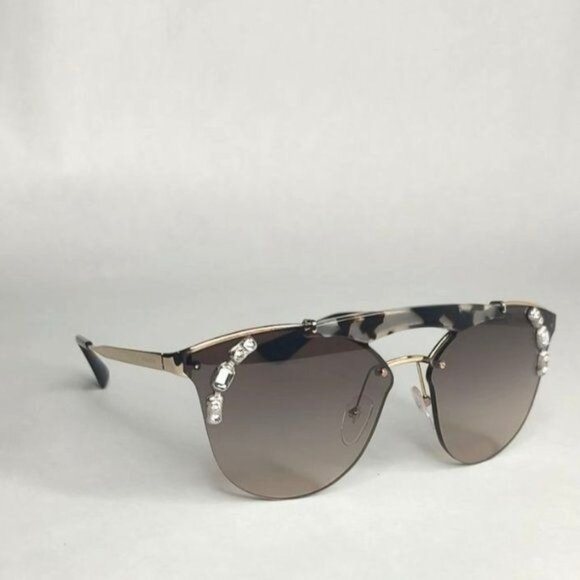 PRADA Sunglasses PR53U Absolute Ornate Jeweled Cat Eye Gold Opal Brown - Picture 5 of 15